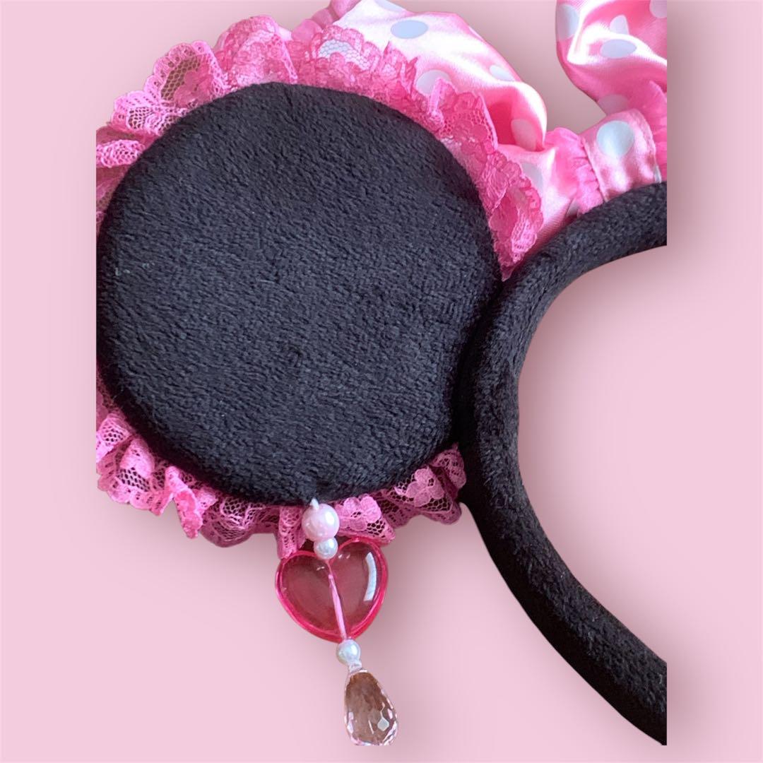 【レア！】ディズニー・ミニーカチューシャ・ピンク　フリル・イヤリング・