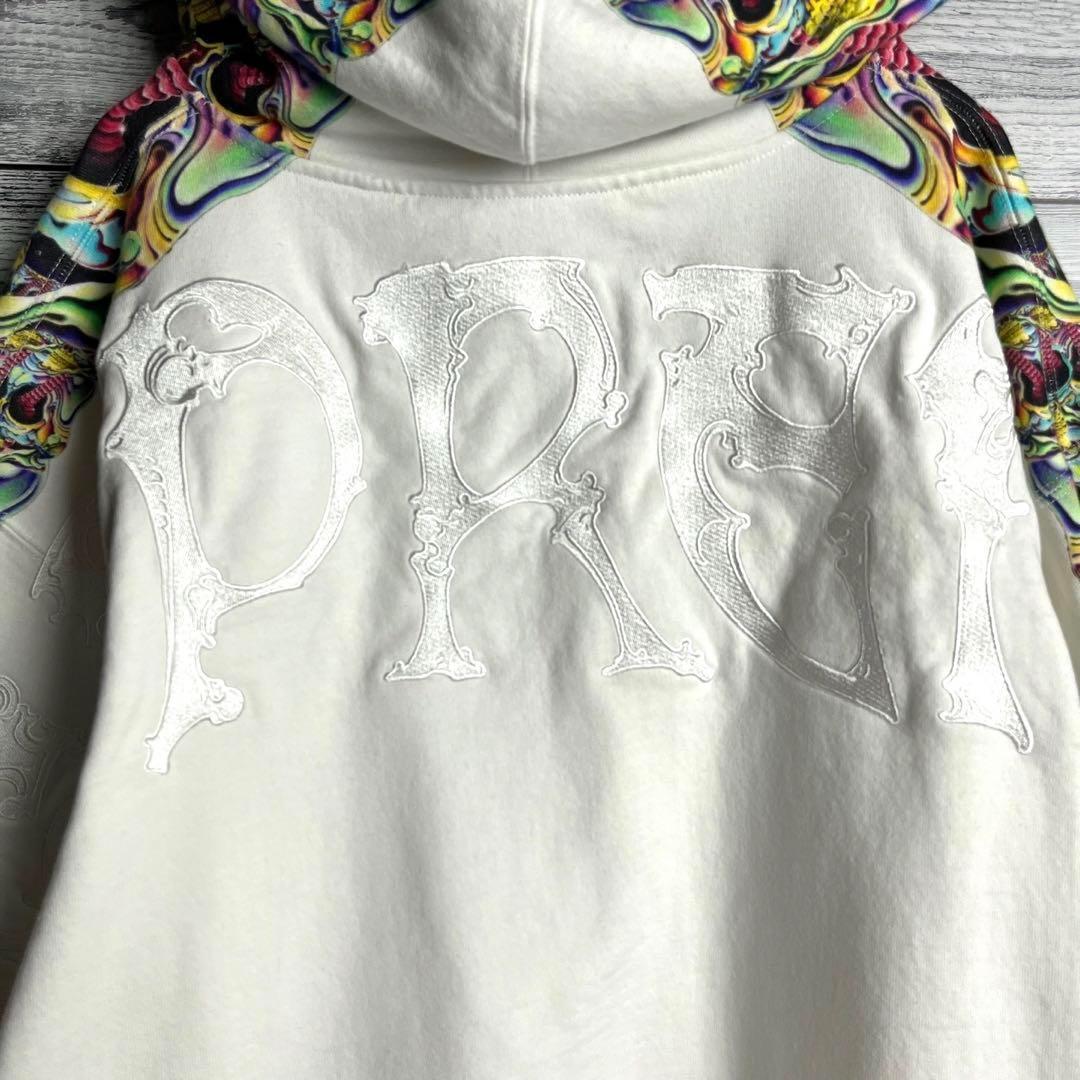 【希少XLサイズ】シュプリーム⭐︎刺繍ロゴ入り ジップアップ パーカー ホワイト.