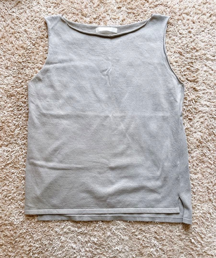 evam eva エヴァムエヴァ コットンスリーブ　M グレージュ　タンクトップ