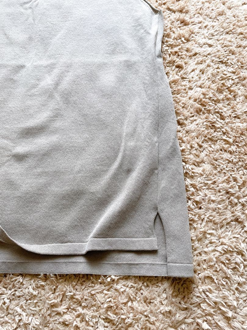 evam eva エヴァムエヴァ コットンスリーブ　M グレージュ　タンクトップ