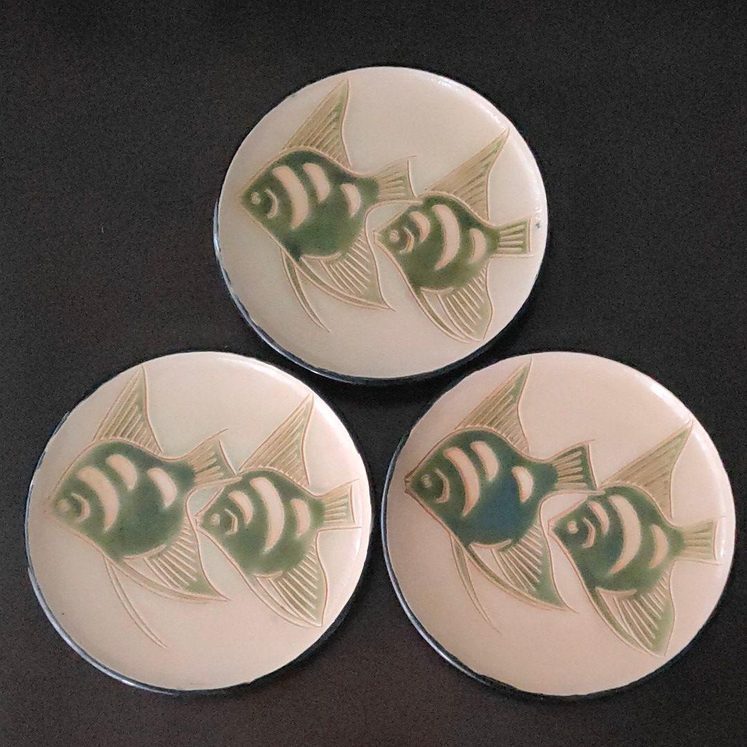 織部　大皿 ３枚組　31cm