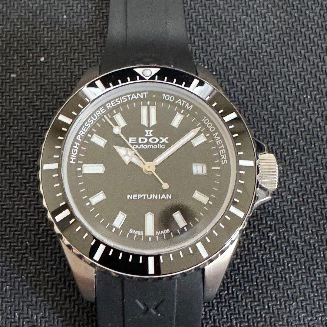 EDOX　エドックス　スカイダイバーネプチュニアン　NEWロゴ　ブラック　美品