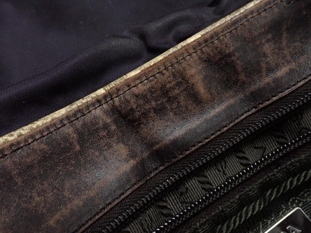 PRADA プラダ ナイロン×パイソン柄 ワンショルダーバッグ G8-B