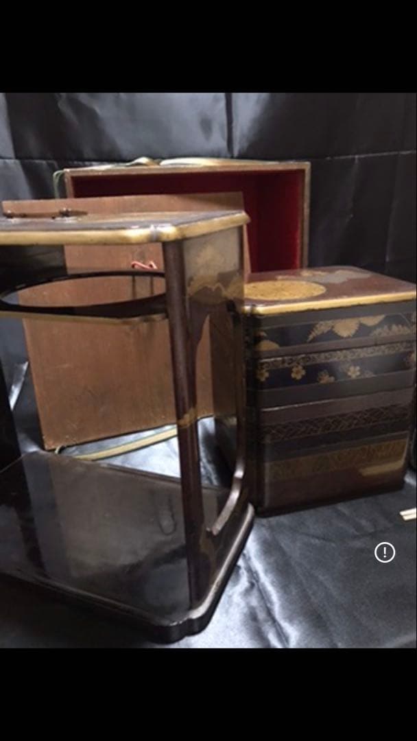 時代物「五七桐紋様 蒔絵」の『野弁当箱』共箱付※美品 重箱 華**【即決