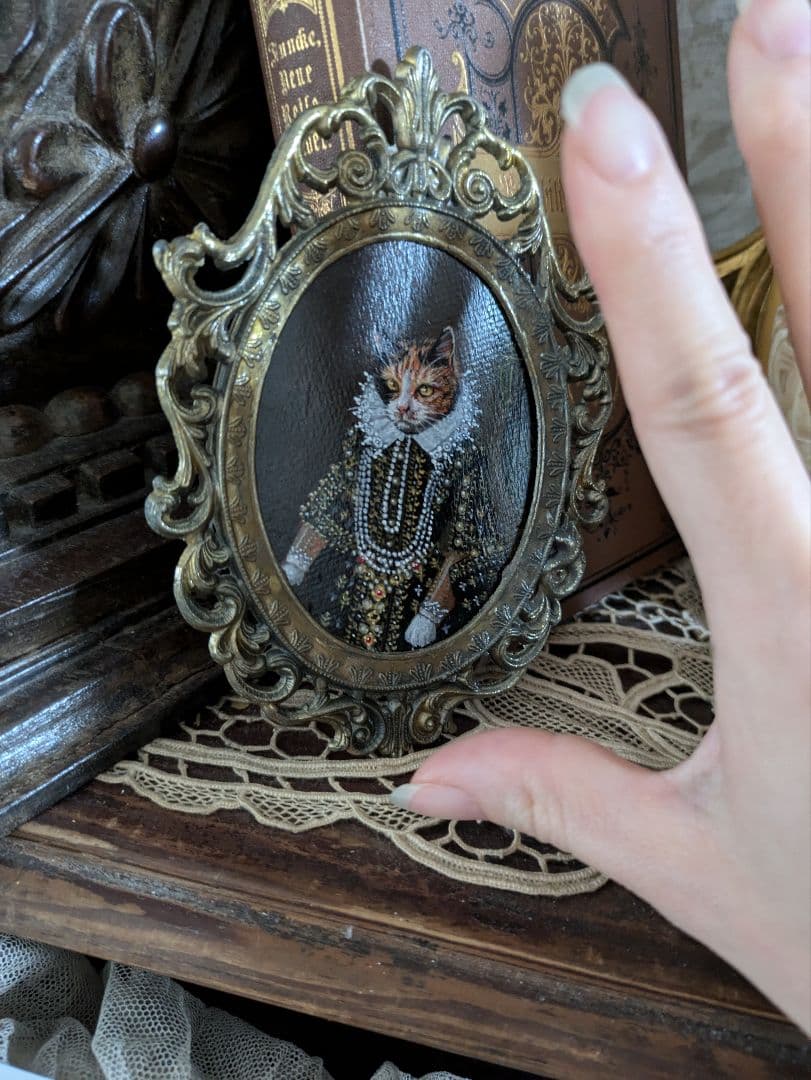 猫好きさんに】猫貴族肖像画 アンティーク ヴィクトリアン