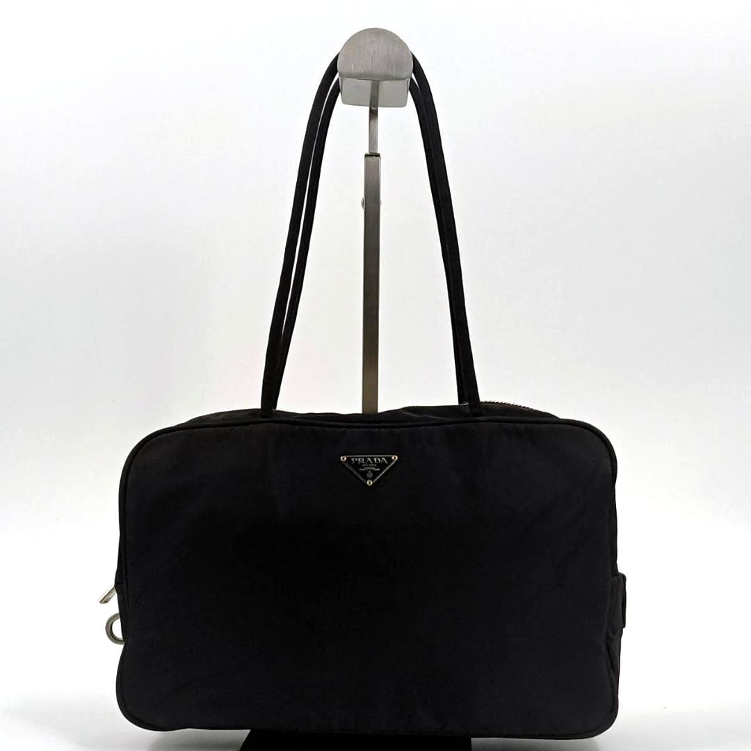 希少✨人気　プラダ ミニボストン ハンド トート 三角ロゴ ナイロン 革 黒