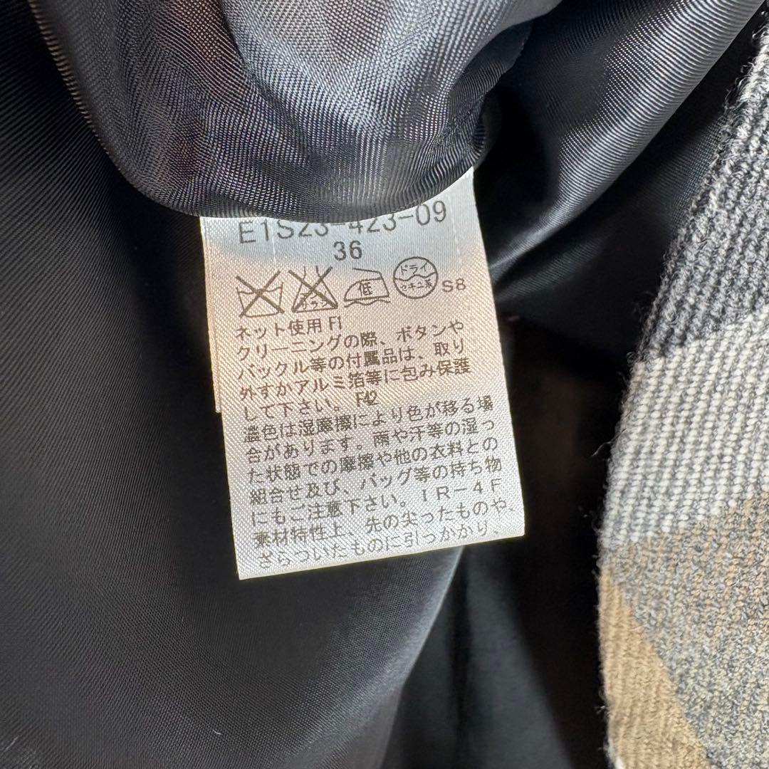 美品 バーバリー ホースロゴ刺繍 ベルト付き メガチェック ウール スカート