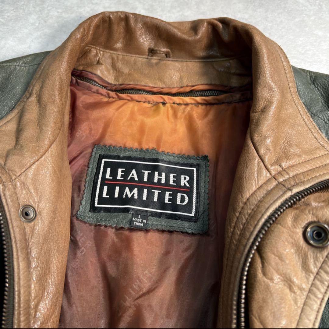 ま*つ様 90s 短丈 レザージャケット 本革 好配色 グリーン 古着 - メルカリ