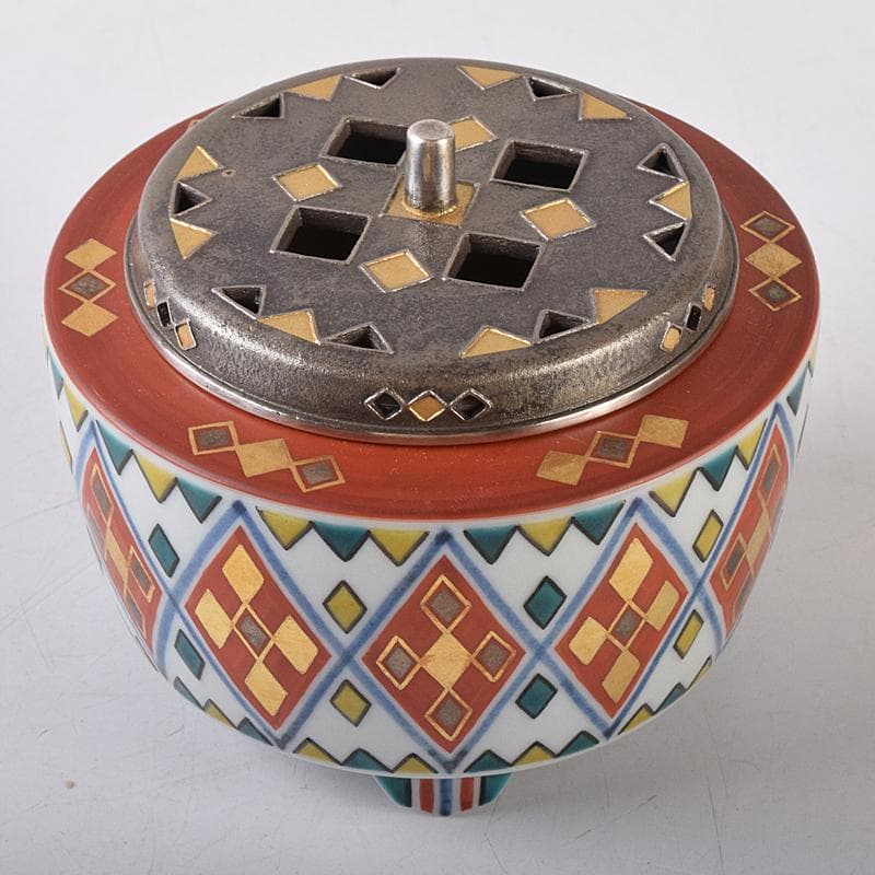 九谷焼 北出不二雄監 倣富本憲吉 富本陶 辻本勇 香炉 銀