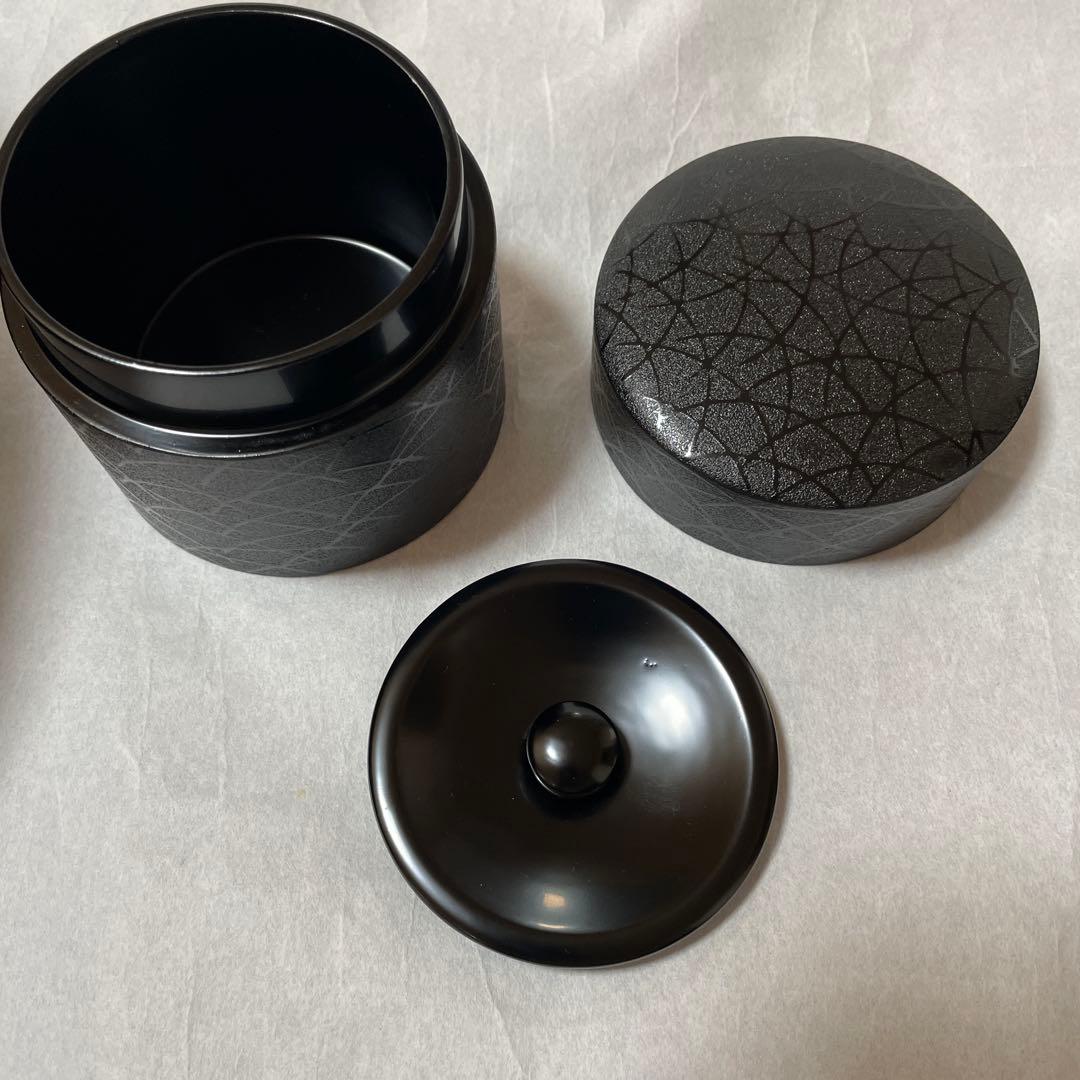 高級津軽塗り紋紗塗 木製茶櫃セット ススキ模様