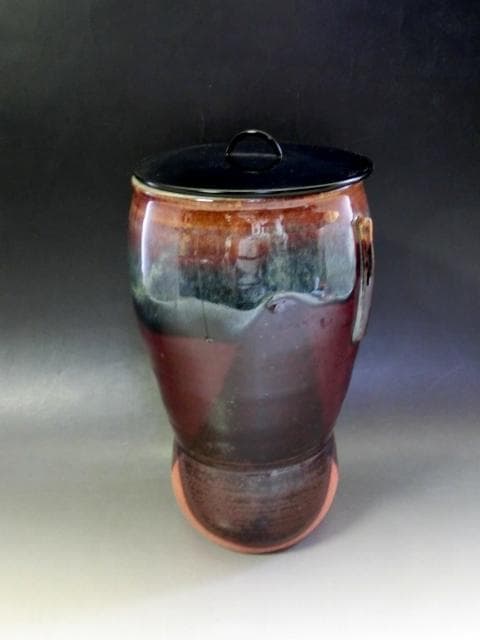 水指■朝鮮唐草 細水指「香舟作」お茶道具 水さし 耳付き 漆器蓋 時代物 骨董■