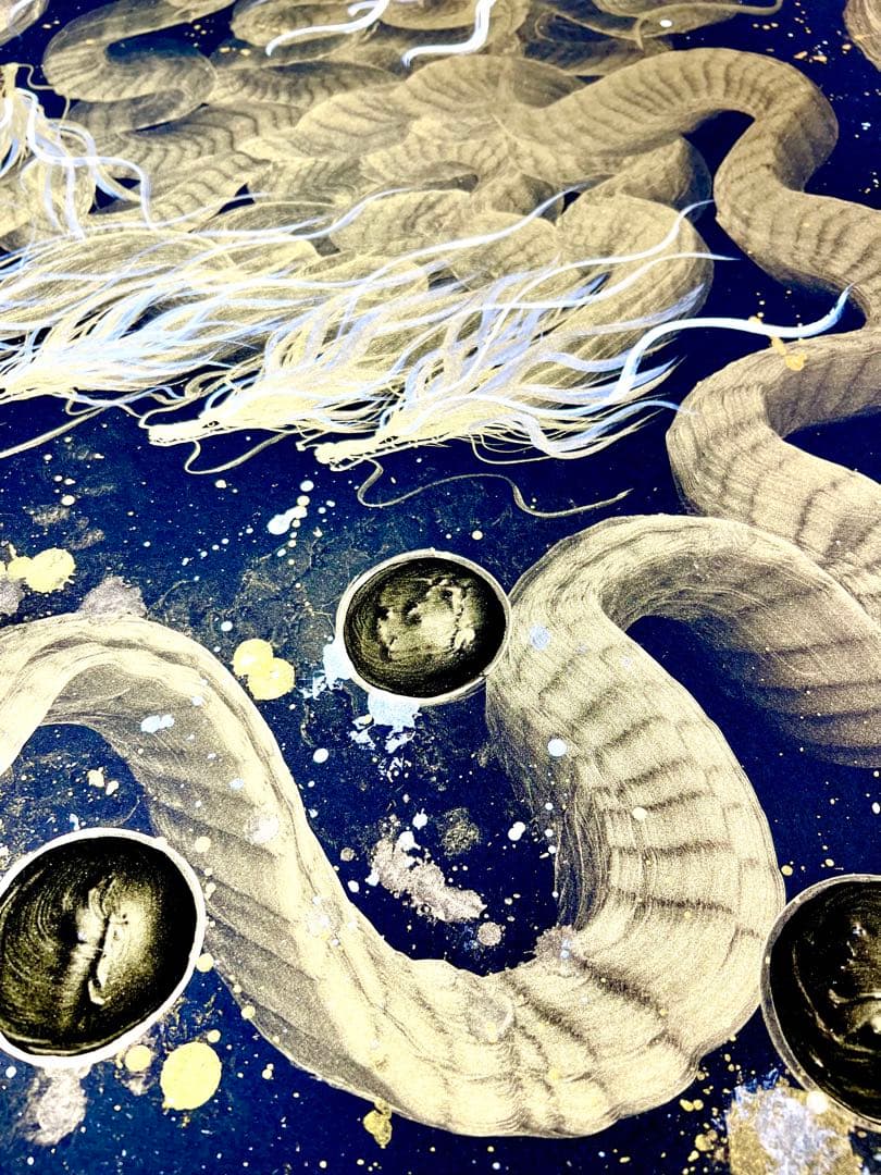 大型 【九頭龍大権現】開運龍神アート一筆龍ギベオンイミラック隕石