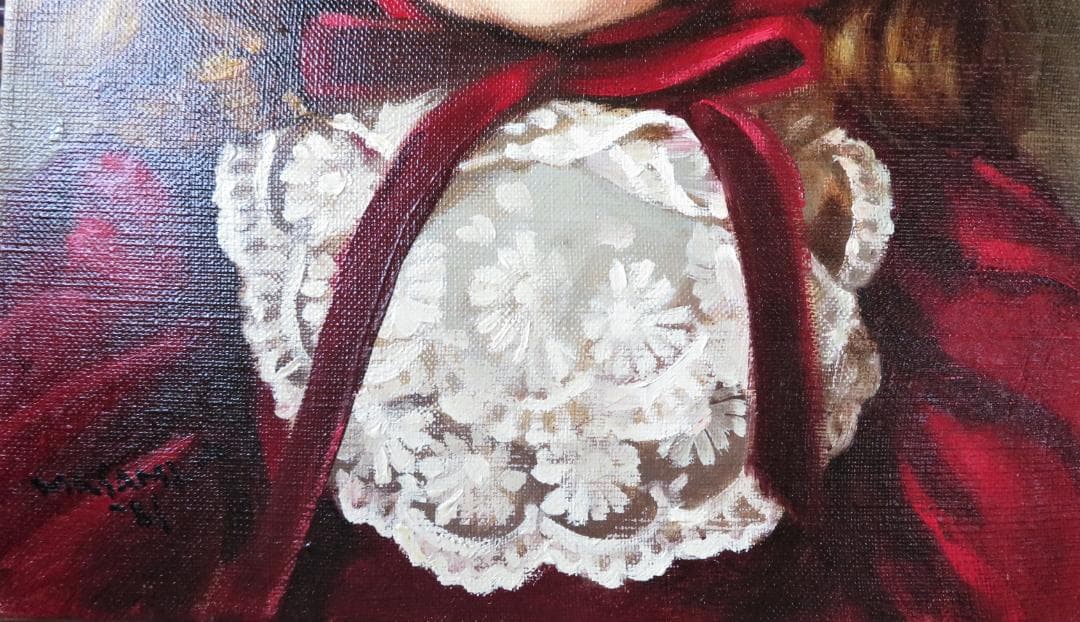 山岸正巳「西洋人形」油彩 F3号 作  人気画家　師:安井曽太郎 　道庁他収蔵