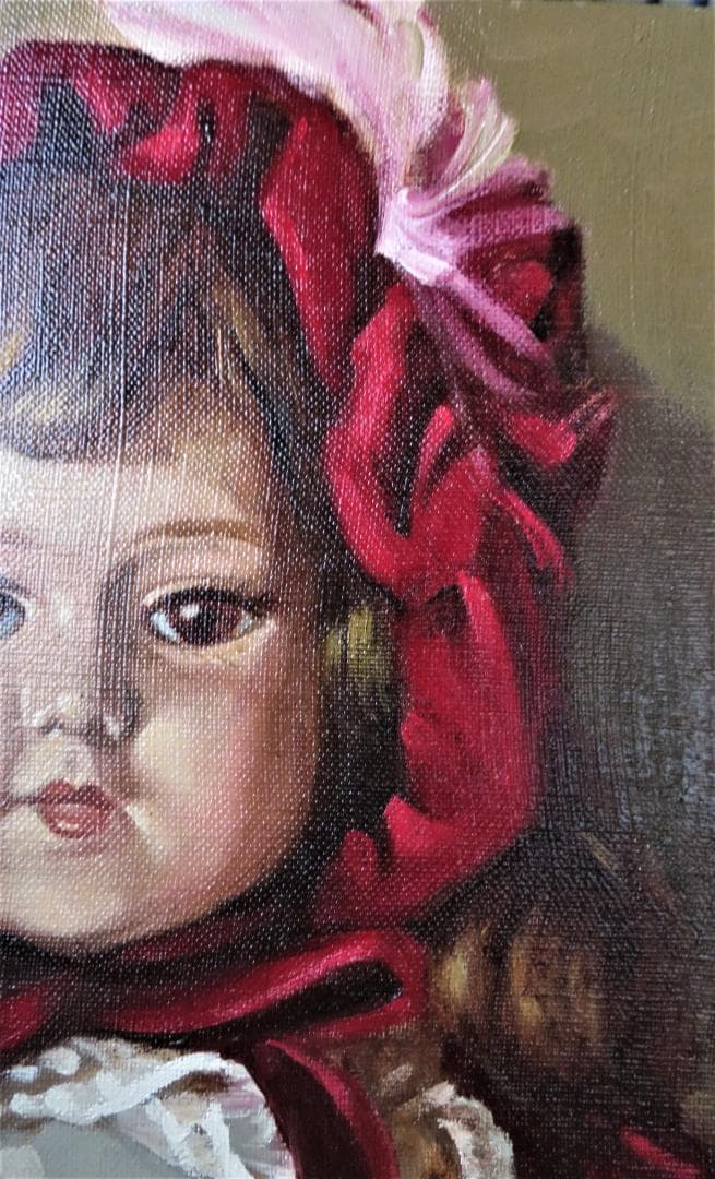 山岸正巳「西洋人形」油彩 F3号 作  人気画家　師:安井曽太郎 　道庁他収蔵