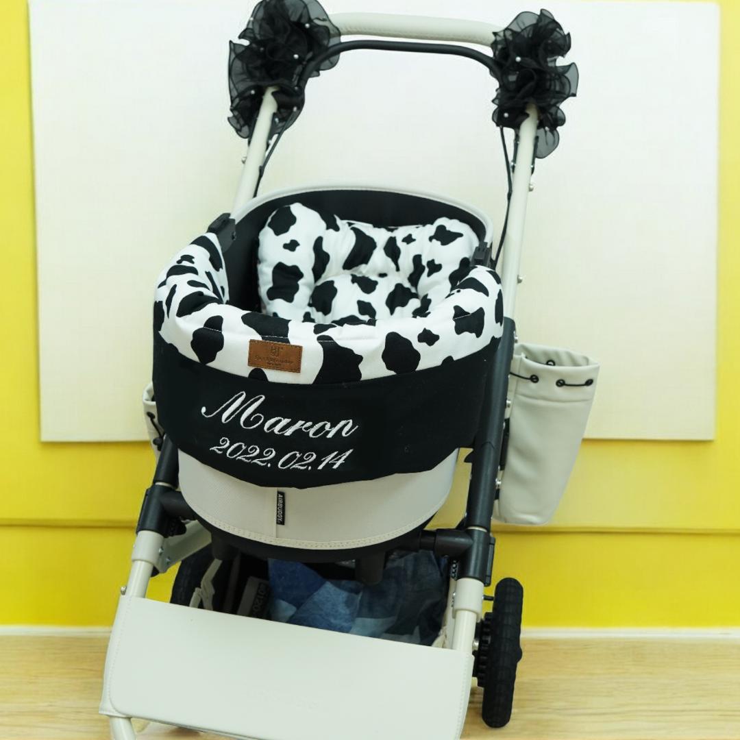 ウシ柄　ペットカートクッション　3点セット　刺しゅう追加可能 楽天市場】3点セット 刺しゅう 名入り ペットカート クッション あご