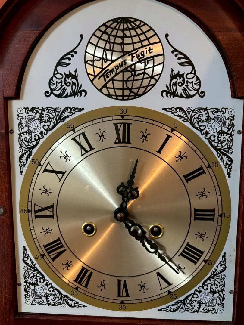 柱時計　振り子時計　Tempus Fugit　ホールクロック　アンティーク