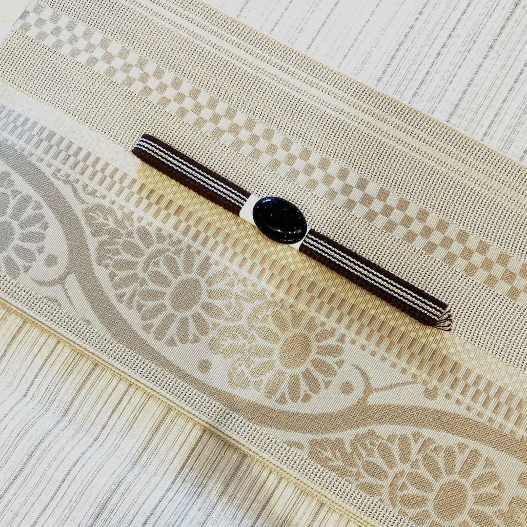 本日特別価格 綿麻しじら織✖︎紗半幅帯ベージュ