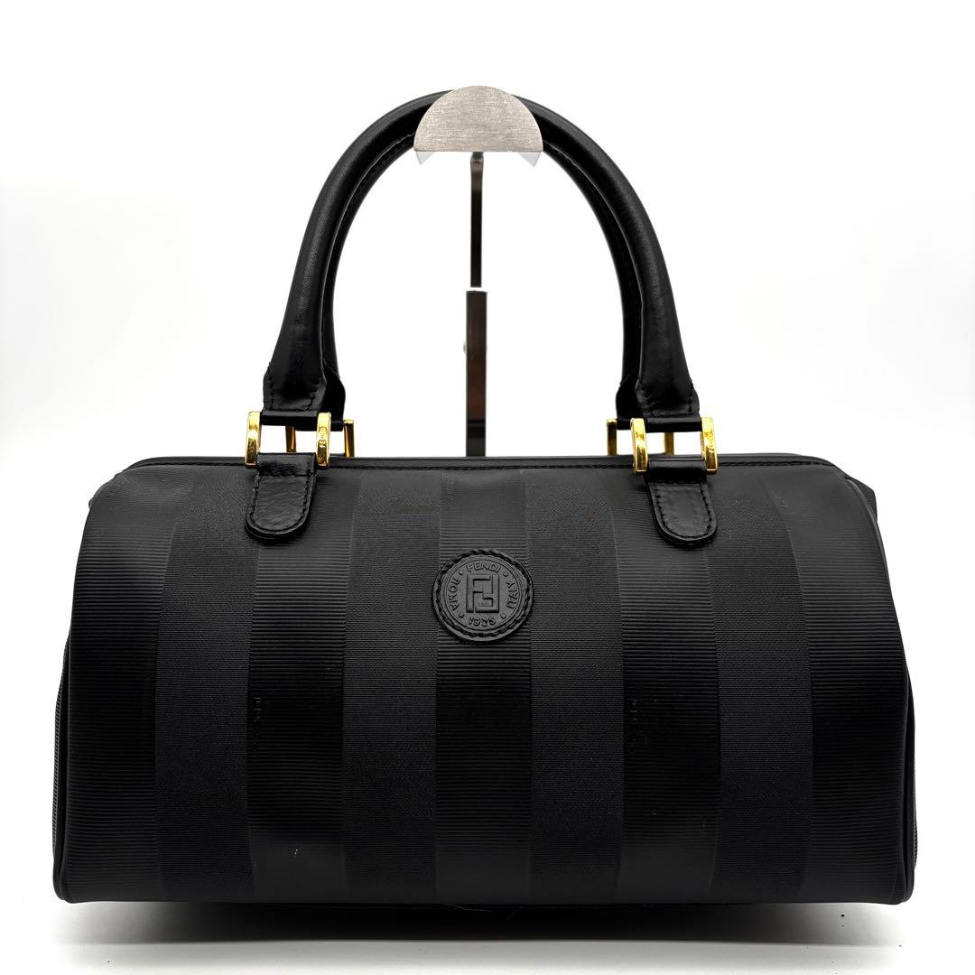 【未使用級】フェンディ ペカン ミニボストン 2way ナイロン レザー 黒