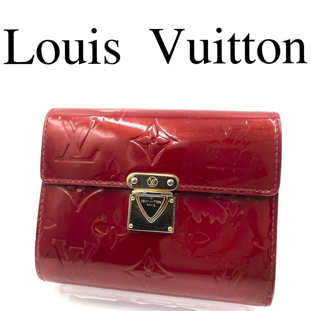 Louis Vuitton ルイヴィトン 折り財布 ヴェルニ レッド系 総柄
