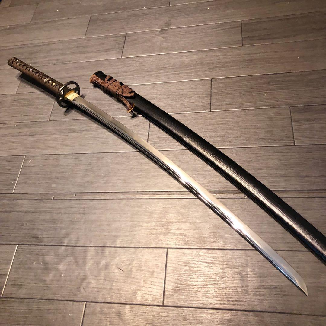 高級模造刀　高級居合刀　樋入り刀身　優波紋　亜合金刀身　名刀　居合刀　茶拵え