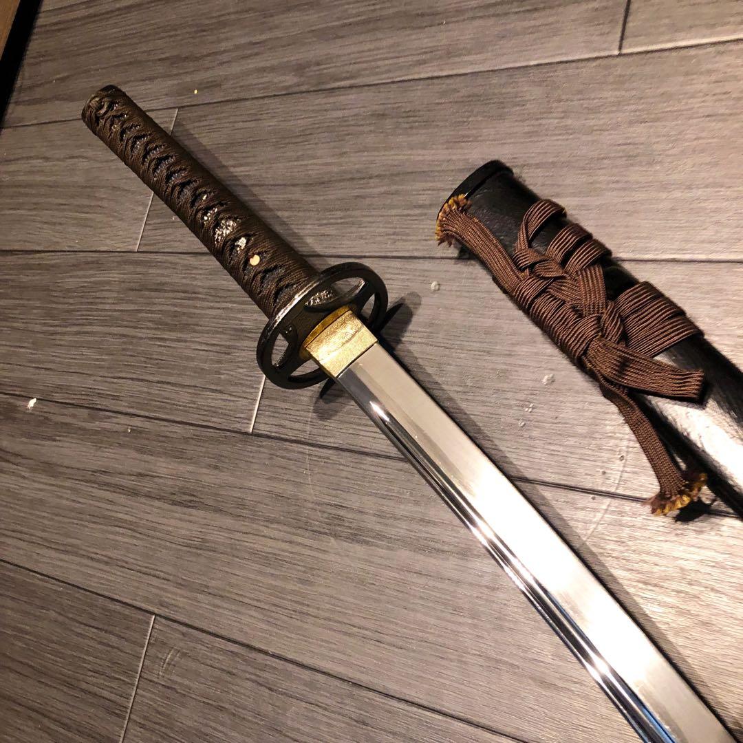 高級模造刀　高級居合刀　樋入り刀身　優波紋　亜合金刀身　名刀　居合刀　茶拵え