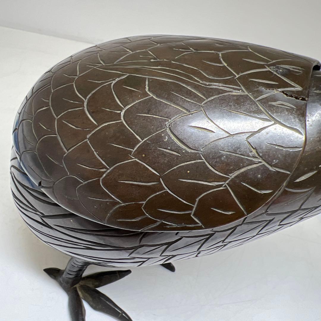 古銅 ウズラ香炉 木箱付 1345g/高さ約21㎝ 東Y7-0626⭐︎