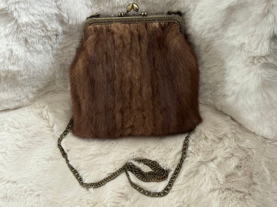 未使用/リアルブラウンミンクファー♪ショルダーバッグ