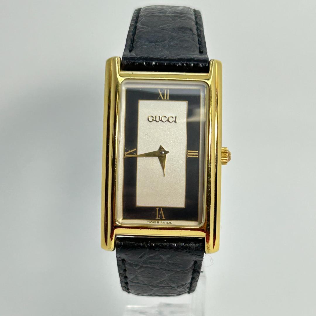 【人気】GUCCI グッチ 2600M レクタンギュラー ブラック文字盤 メンズ