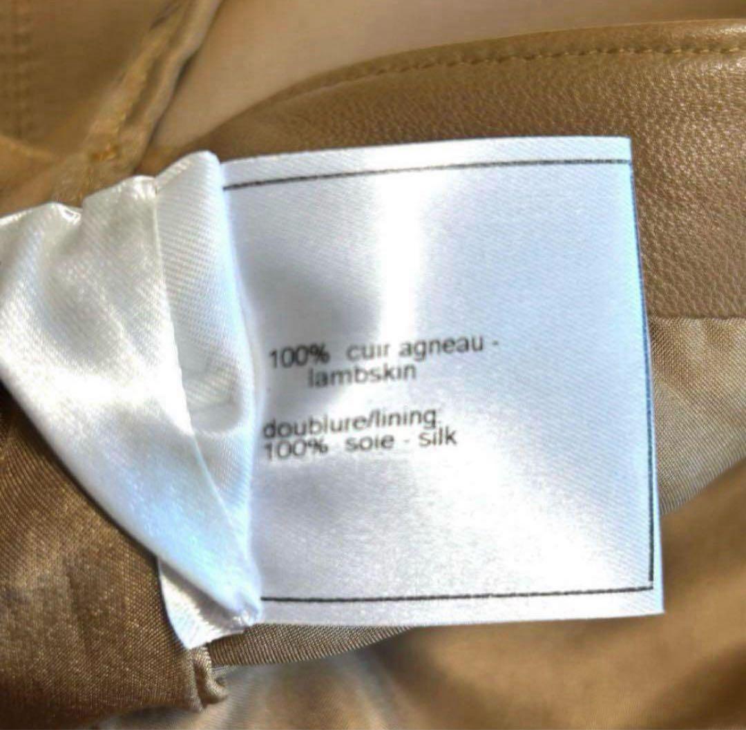 美品　シャネル　スカート　38 ブラウン系　ラムスキンレザー