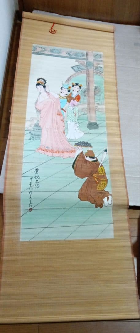 掛け軸 竹絲画簾 中国民国時期 竹絲画簾 中国美術 すだれ 掛け軸