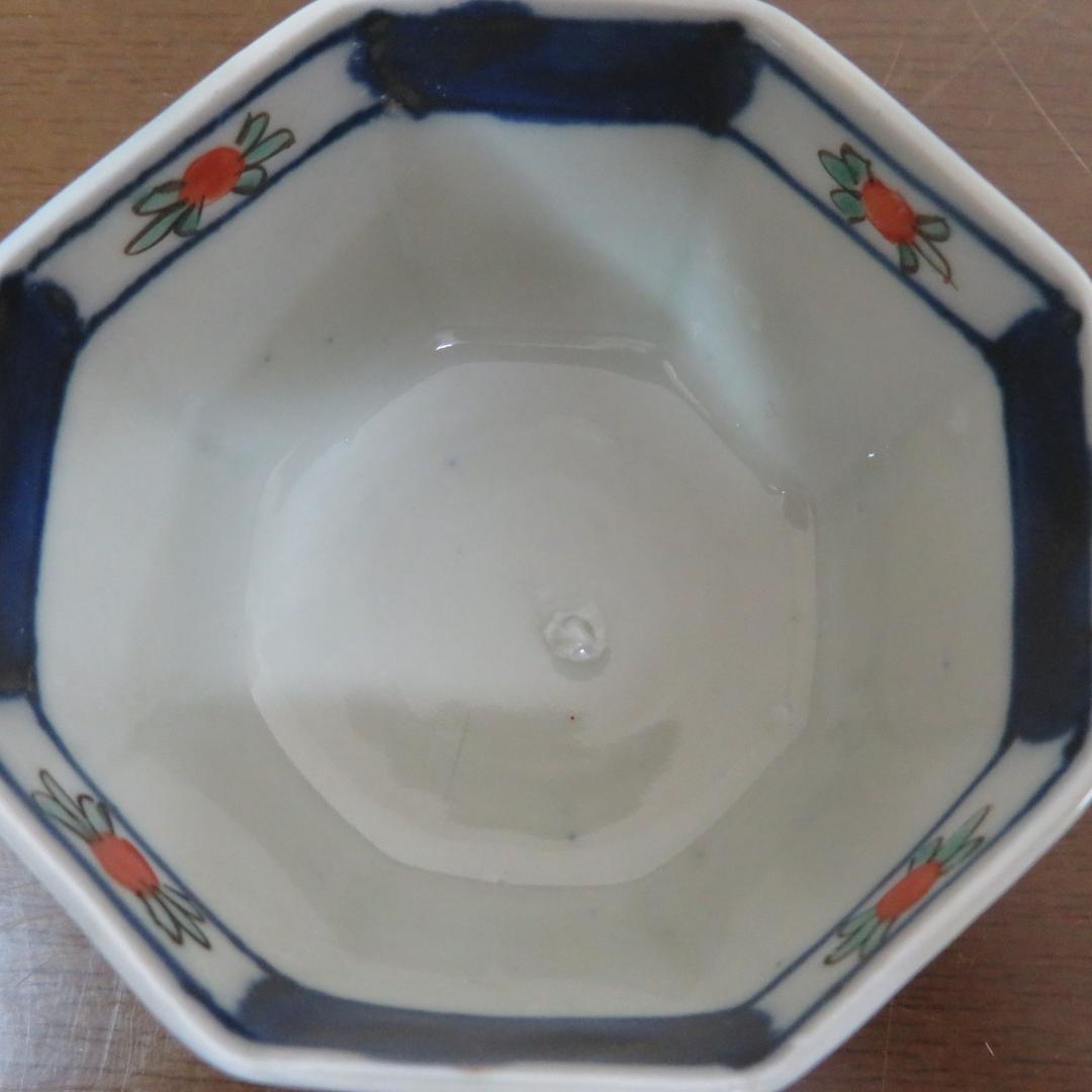 小鉢 向付 染付 色絵付け 江戸 明治 松竹梅 蝶 八角鉢 5客 美