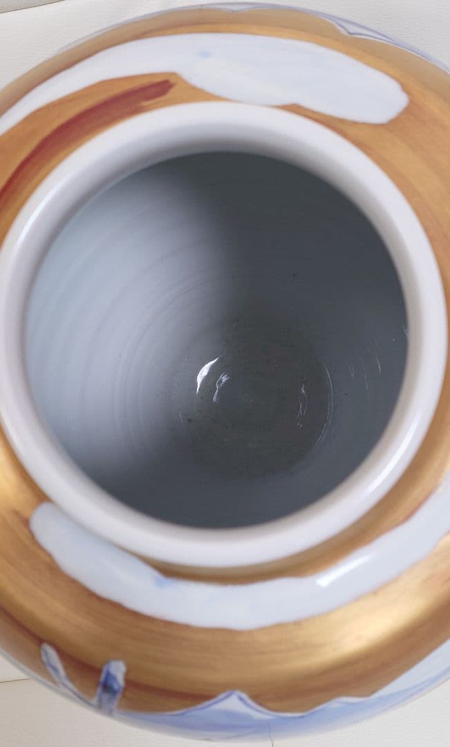 人間国宝篠田義一作 金彩山岳花瓶 陶芸作品