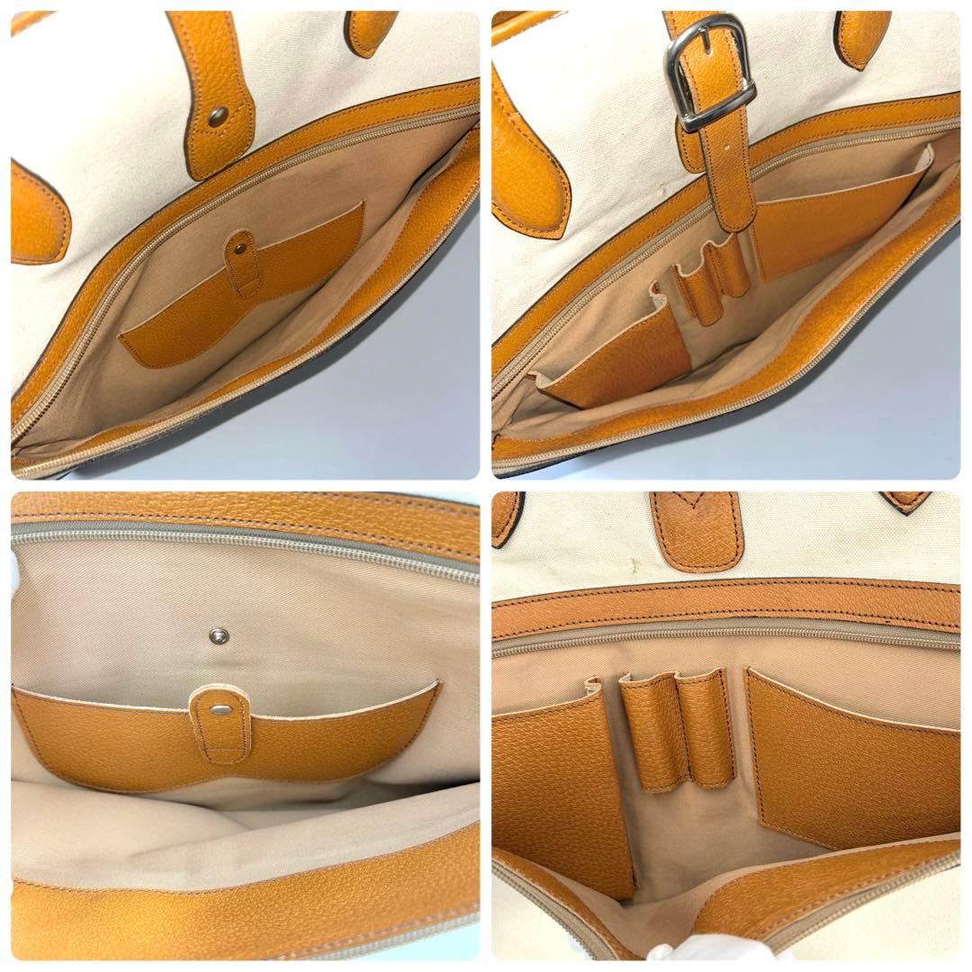 オロビアンコ ガーメントバッグ レザー×キャンバス キャメル スーツ