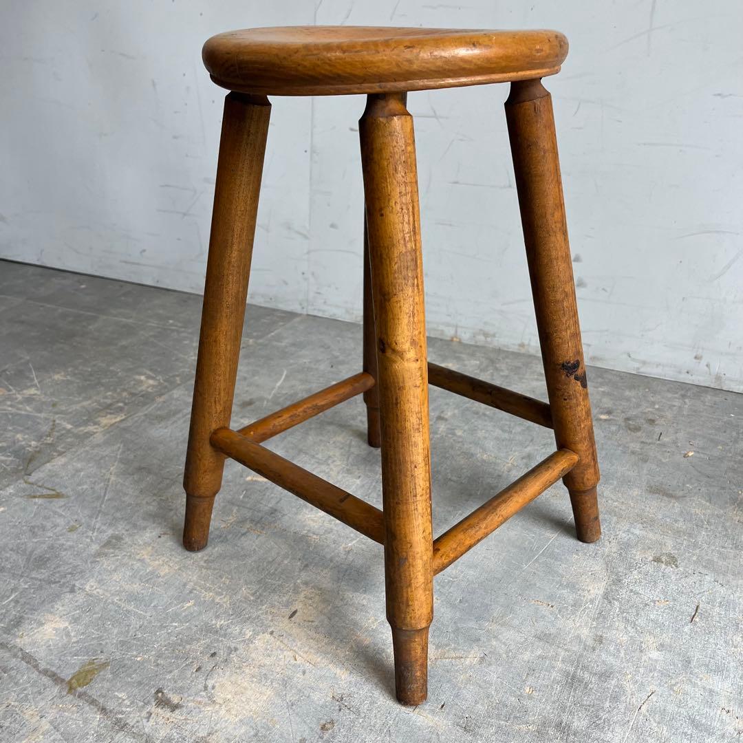 アンティーク スツール 椅子 無垢材 シャビー z664