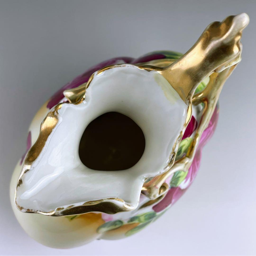 オールドニッポン 23㎝ アールヌーボー様式 薔薇紋 花瓶 バラ ばら