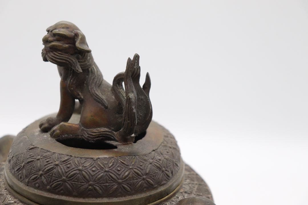 ※中国　七宝焼　獅子摘み　如意足香炉　送料込み251016