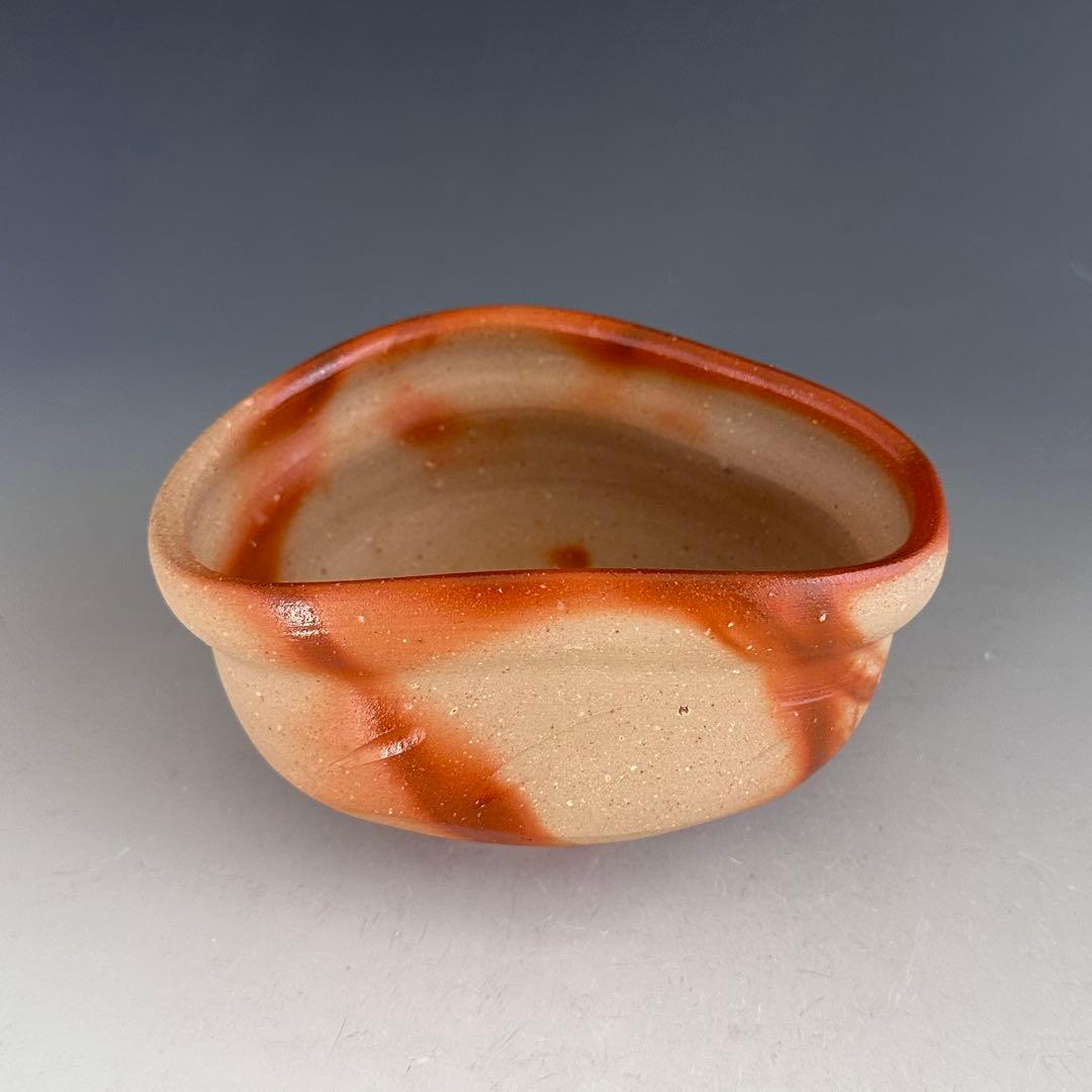 茶道具 備前焼 緋襷 沓形 茶碗 伊勢崎競 共箱 陶芸 茶会 稽古 薄茶 抹茶