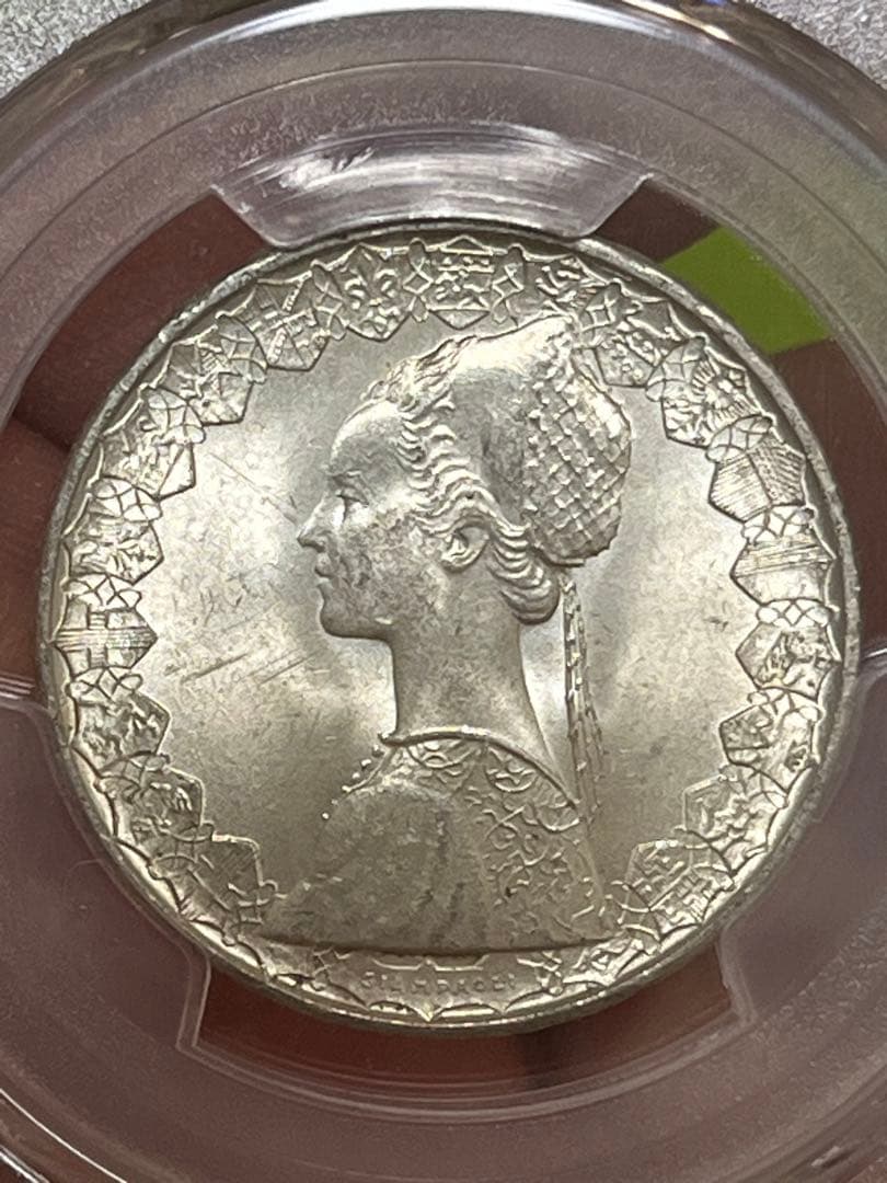 PCGS MS63 外国銀貨 イタリア 1966年 500リラ 銀貨 本物