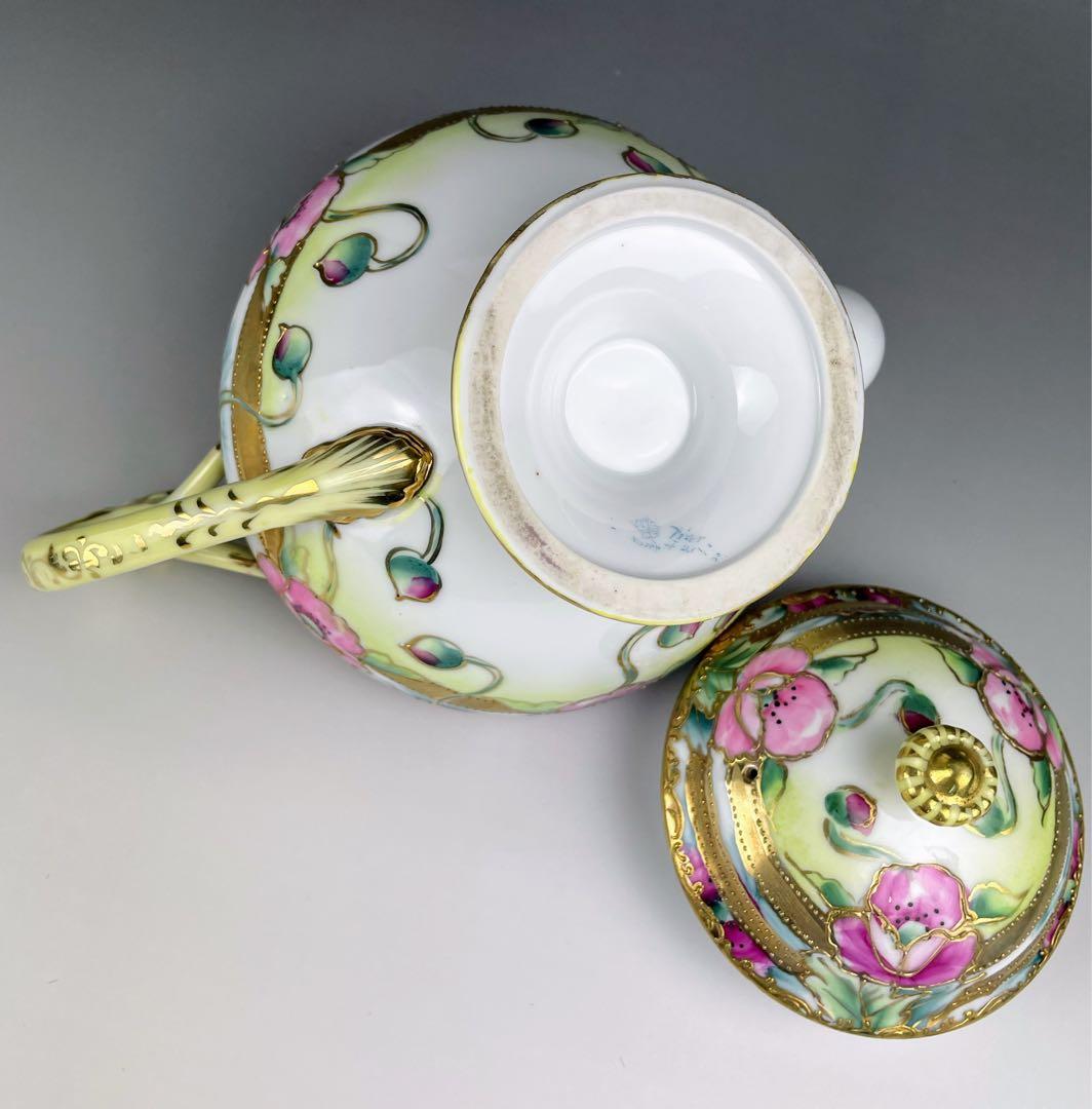 大き目】オールドノリタケ 花紋 ティーポット アールヌーボー アールデコ