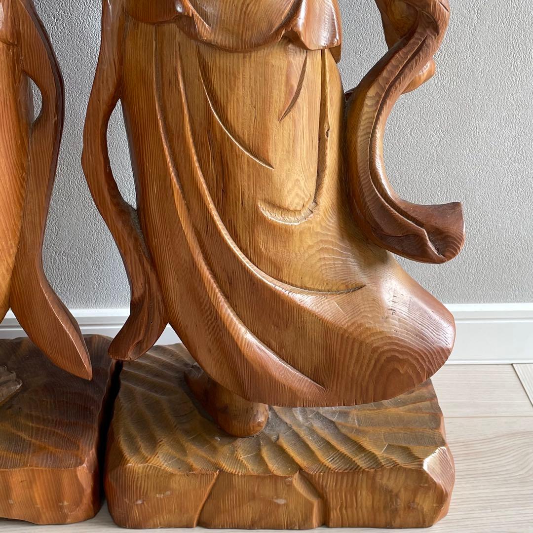 約62cm 仏教美術 仁王像 阿吽像 金剛力士像 一対 木彫り 骨董品 - メルカリ