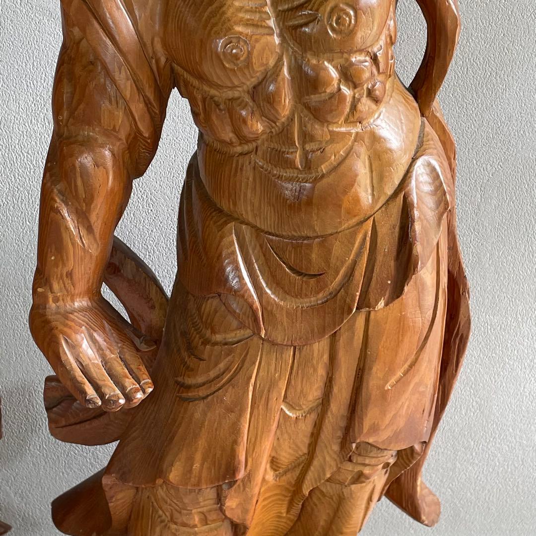 約62cm 仏教美術 仁王像 阿吽像 金剛力士像 一対 木彫り 骨董品 - メルカリ
