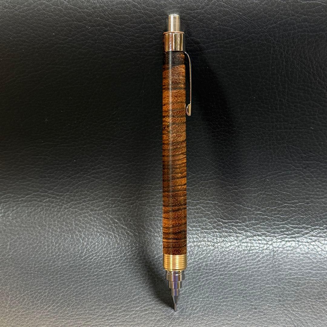 211ゼブラウッド横目スタビ　木製シャーペン　超低重心(溝付き) 真鍮