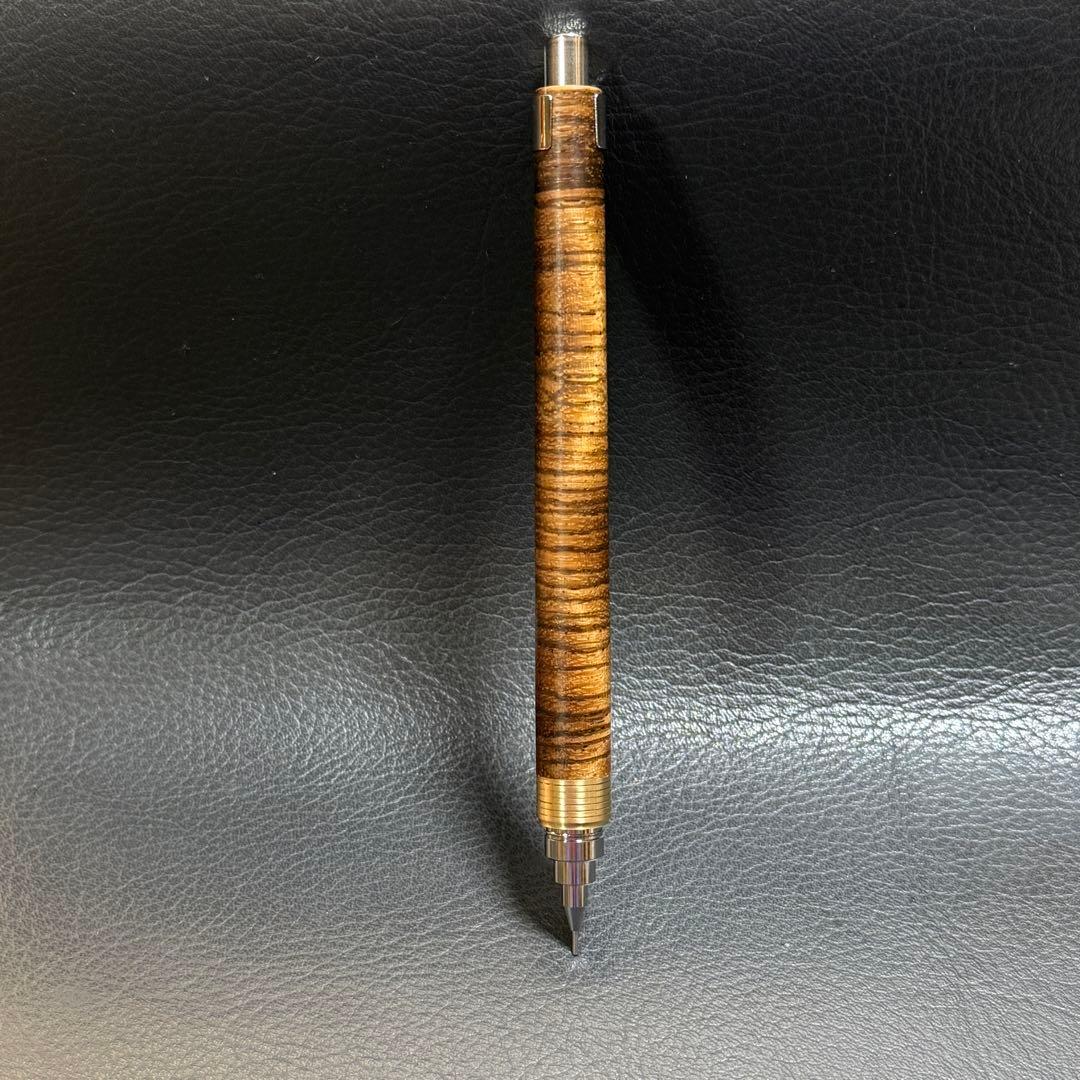 211ゼブラウッド横目スタビ　木製シャーペン　超低重心(溝付き) 真鍮