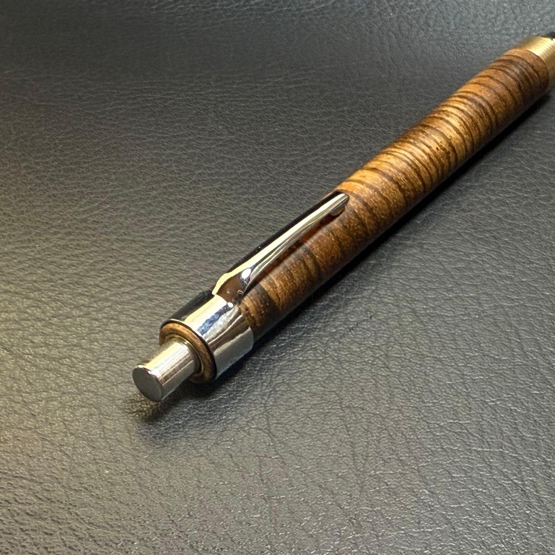 211ゼブラウッド横目スタビ　木製シャーペン　超低重心(溝付き) 真鍮