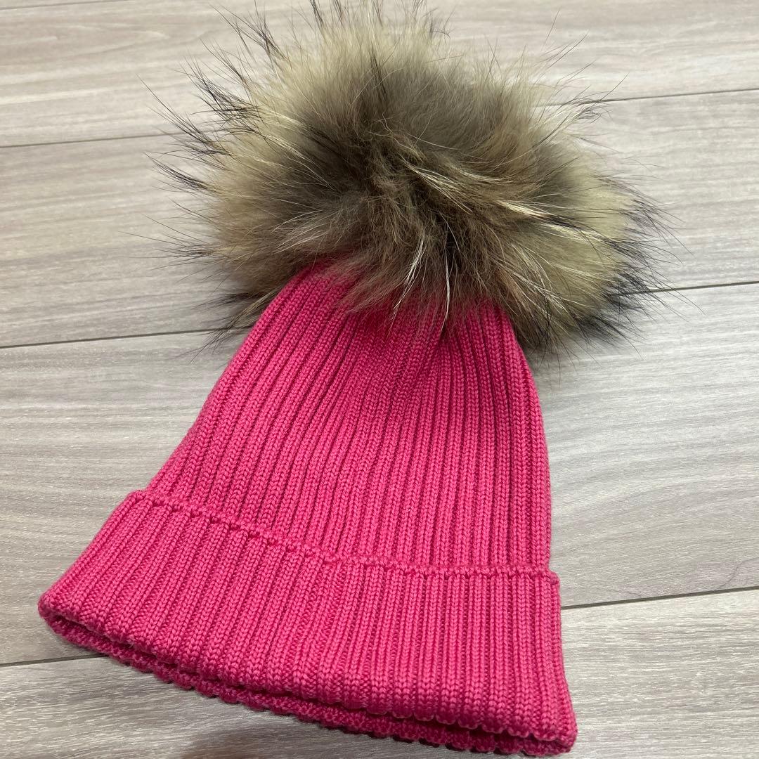 限定セール☆ほぼ未使用☆MONCLER ピンク ファー付きニット帽 L - メルカリ