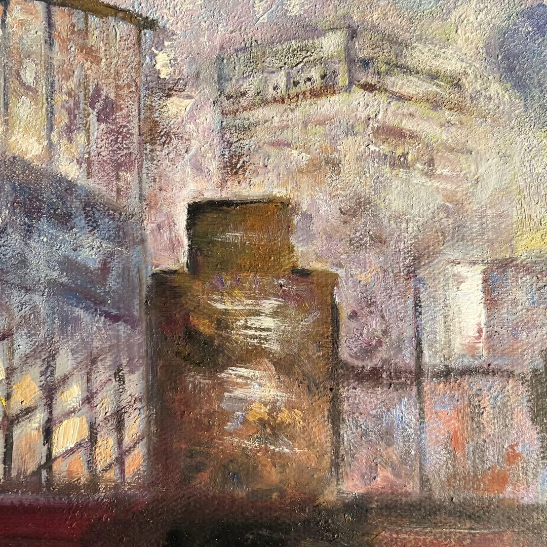 ★秀作★ 手書き油絵 クロード・モネ サン・ラザール駅 額付 絵画 油彩画