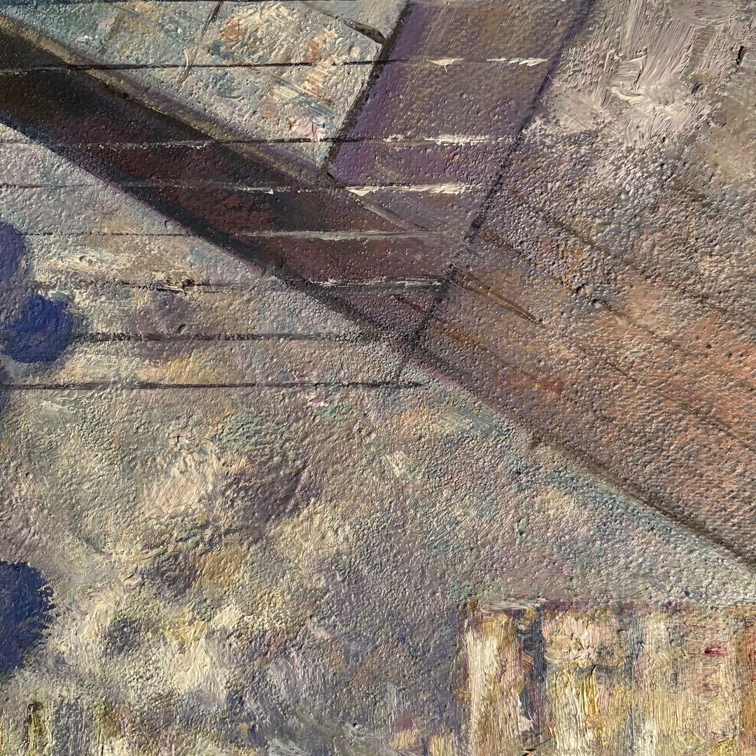 ★秀作★ 手書き油絵 クロード・モネ サン・ラザール駅 額付 絵画 油彩画