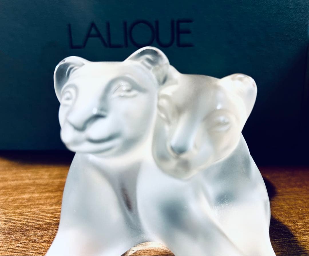 LALIQUE ラリック 愛合うライオン達 置物 オブジェ フィギュリン