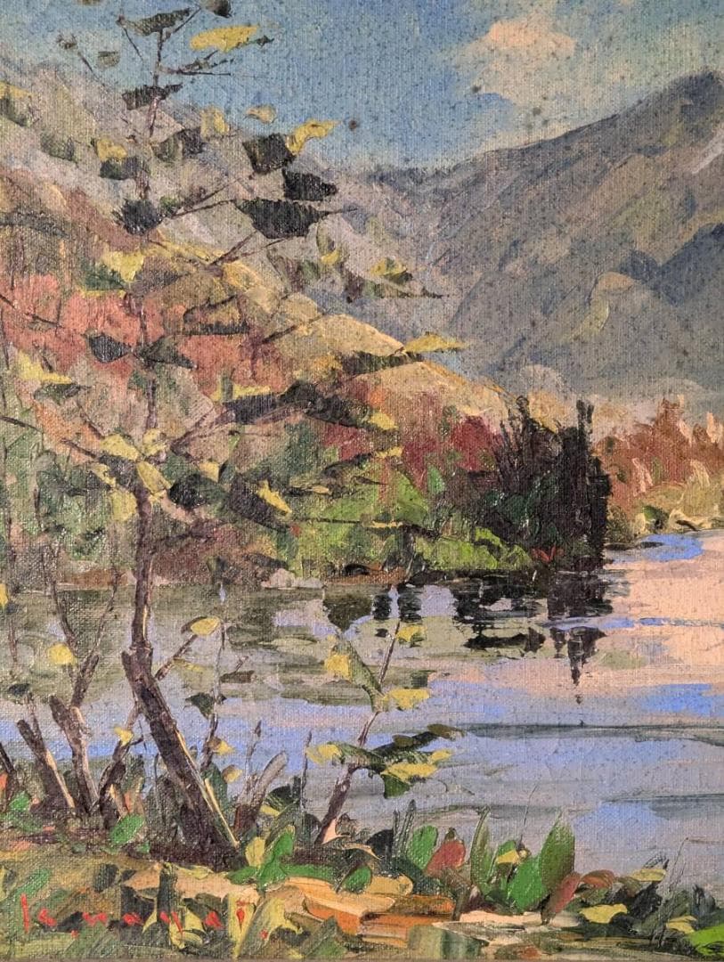 【真作】絵画　油彩6号　尾瀬風景　自然の静けさを描いた一枚　癒しの風景　W92