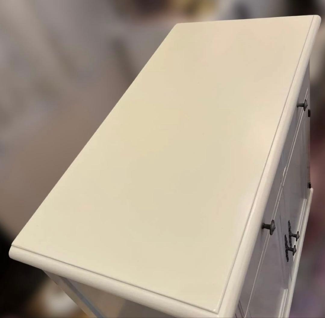 フレンチカントリー調北欧アイボリー木製キャビネット 両開きチェスト